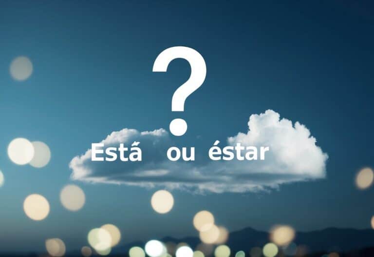 Um ponto de interrogação paira sobre "está ou estar" em uma nuvem de incerteza